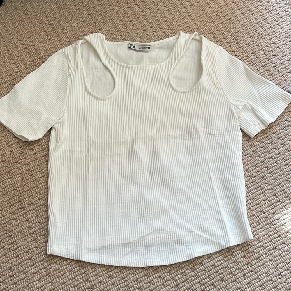 Zara cutout white top